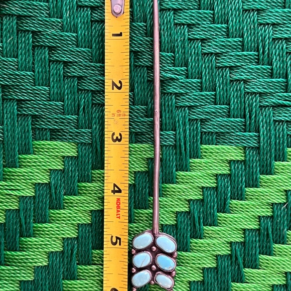 one vintage J.M. Begay Turquoise and Sterling Hair Piece - Picture 8 of 10
